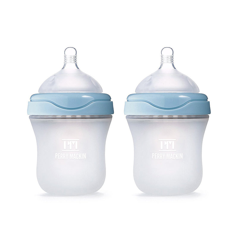 Silicone Baby Bottle 2 Pack Set - Leak Proof, Anti-Colic