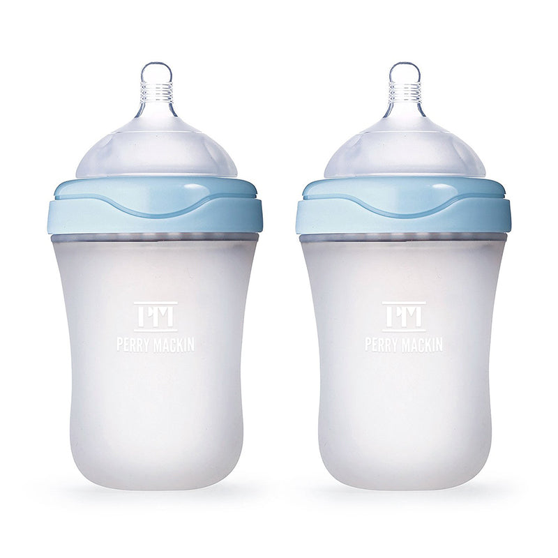 Silicone Baby Bottle 2 Pack Set - Leak Proof, Anti-Colic