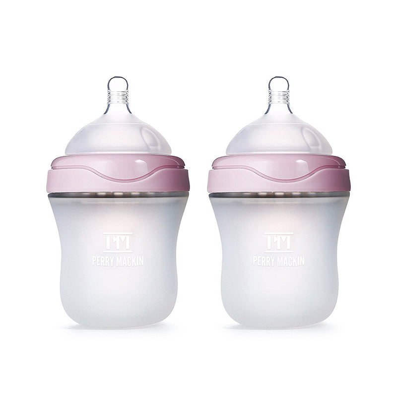 Silicone Baby Bottle 2 Pack Set - Leak Proof, Anti-Colic