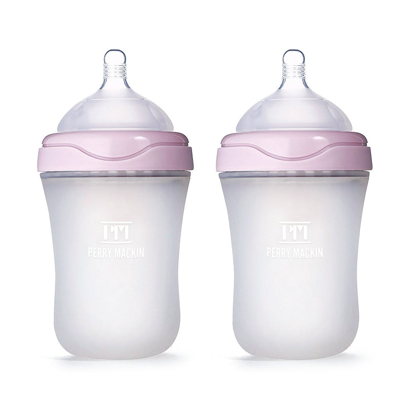 Silicone Baby Bottle 2 Pack Set - Leak Proof, Anti-Colic