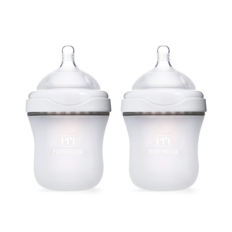 Silicone Baby Bottle 2 Pack Set - Leak Proof, Anti-Colic
