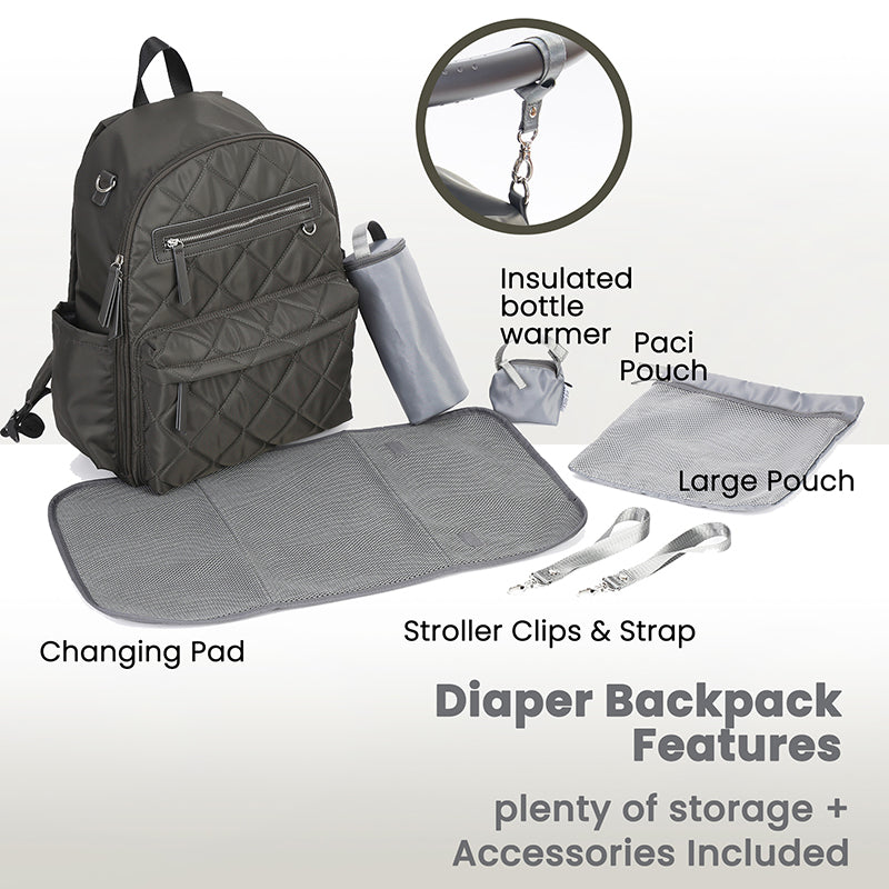 Insulated Bottle Pocket Nappy Bag Travel Backpack Baby Diaper Bag